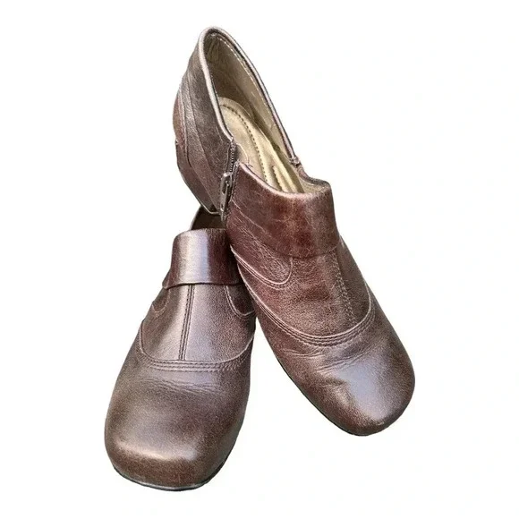 JOSEF SEIBEL Leather Ankle Bootie Women’s Size US 6 - 6.5 Brown vintage slip ons - Picture 2 of 12